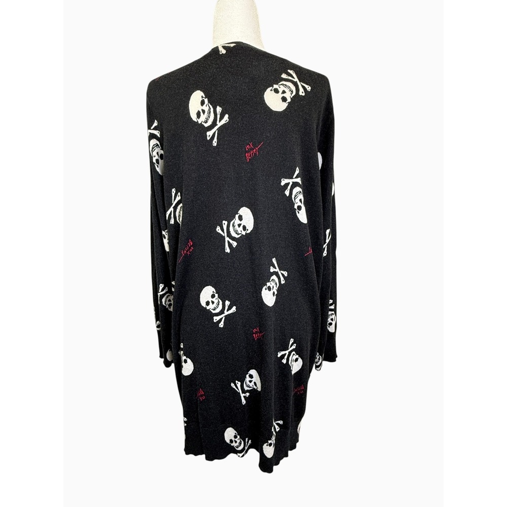 Torrid x Betsey Johnson Skull Cardigan Size 3 Black Longline Goth Sweater - Picture 4 of 10
